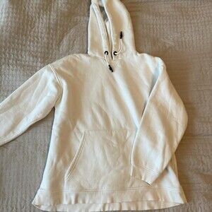 White Hoodie With An Oversized 5 Fb 7